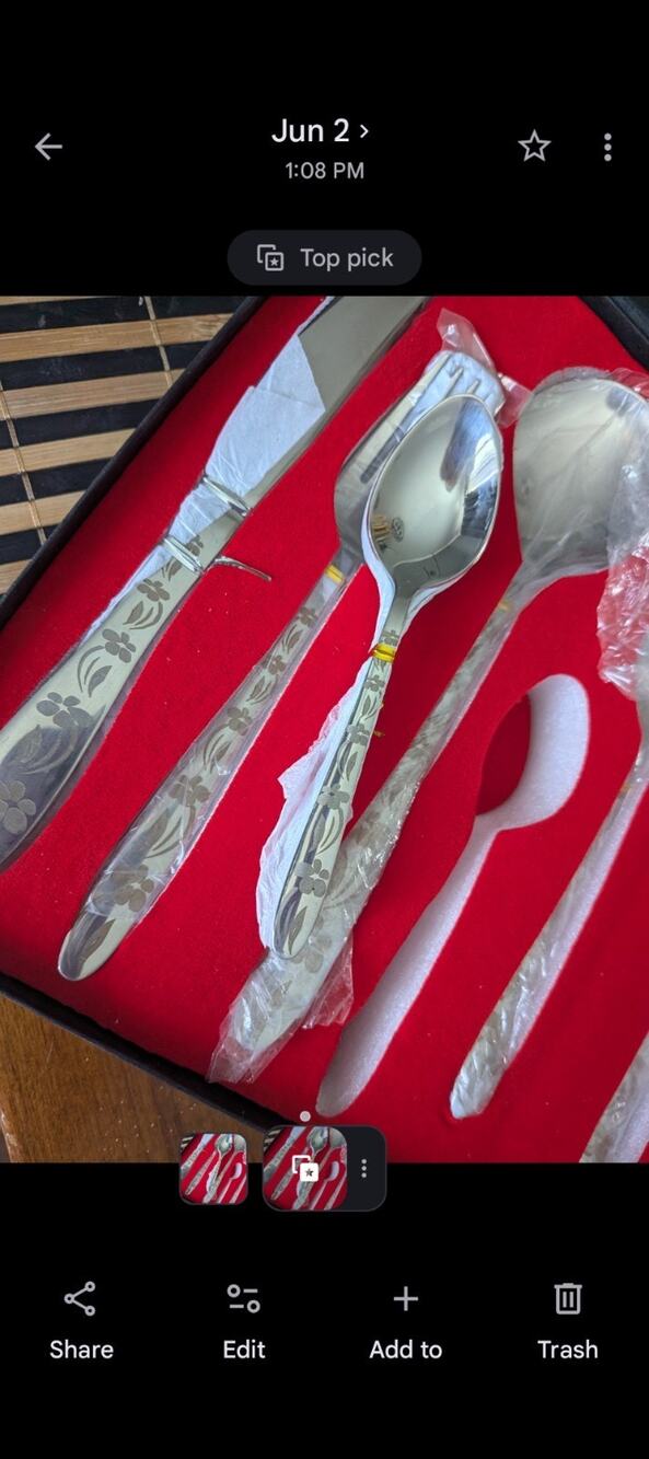 MHScutlery Stainless Steel 28 Piece w/ Box New Silverware Etched Floral